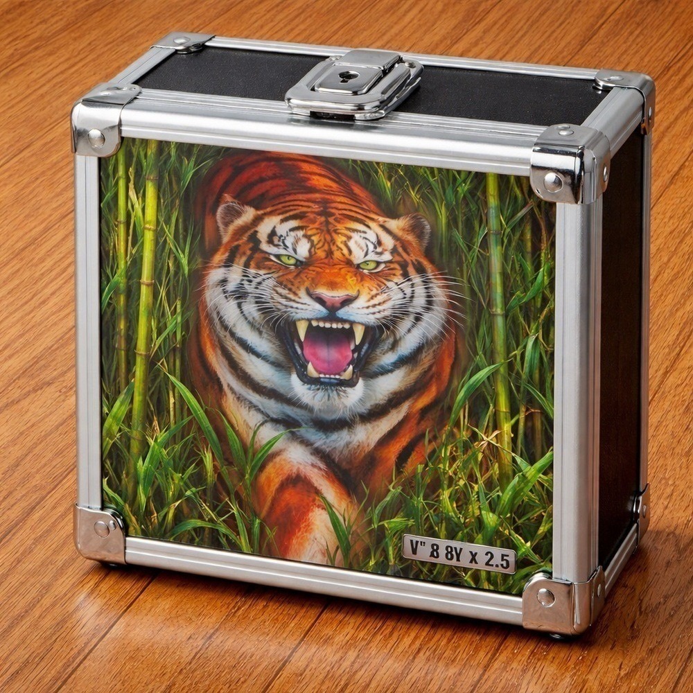 Vaultz Tiger Lock Box Storage Case Trading Cards Collectibles 3D